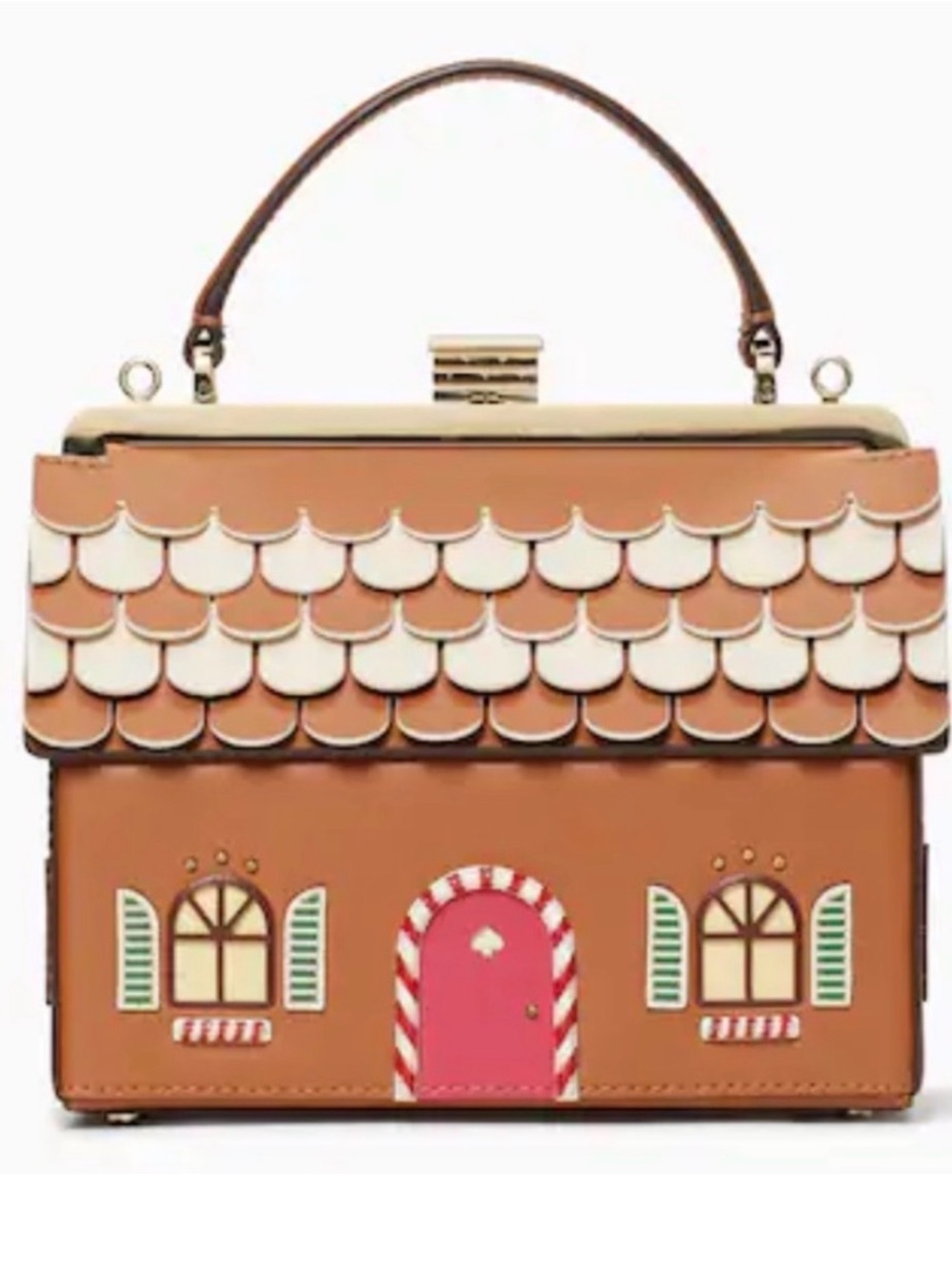 kate spade Gingerbread House Top-Handle Mini Bag in Brown, Pink, Cream